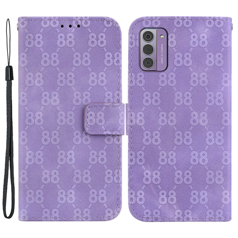 For Nokia G42 Shockproof Leather Wallet Stand Case Double 8-Shape Imprint Phone Cover - Purple