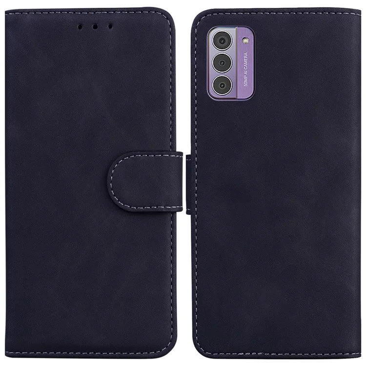 Para Nokia G42 Capa de carteira de couro PU à prova de choque Cor sólida Suporte dobrável Capa de telefone - Preto