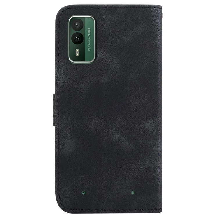 Für Nokia XR21 Stoßfestes 7-Shape Geprägtes Telefonhülle PU-Leder Geldbörse Stand Flip-Case - Schwarz