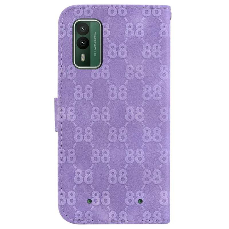 For Nokia XR21 Drop Proof Leather Wallet Stand Case Double 8-Shape Imprint Phone Cover - Purple