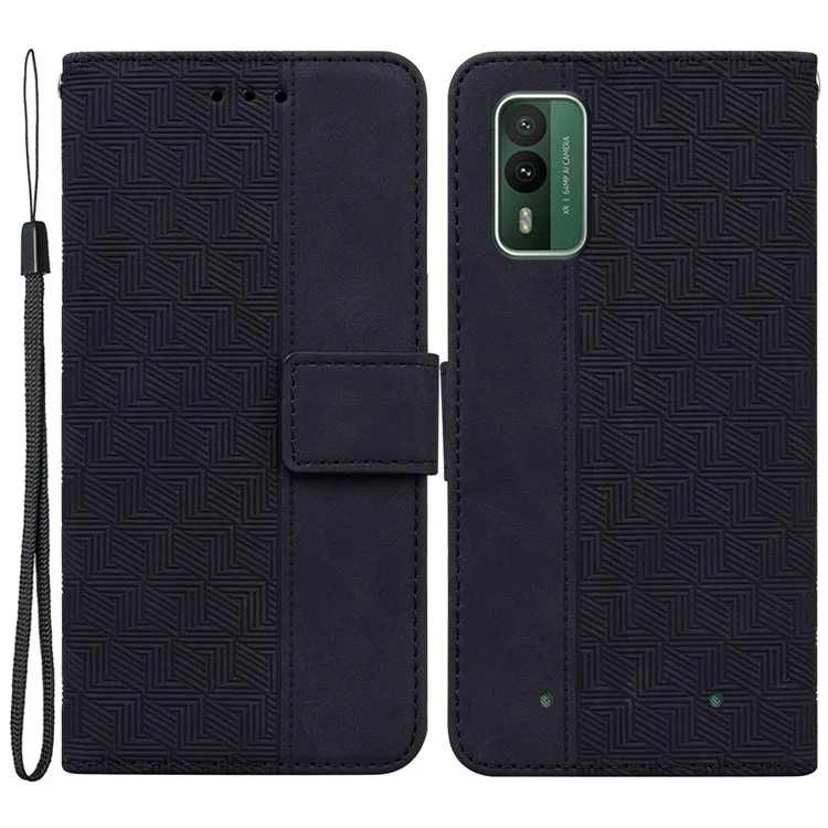 Per Nokia XR21 Geometry Imprinted Foldable Stand Shell PU Leather Wallet Phone Cover - Nero