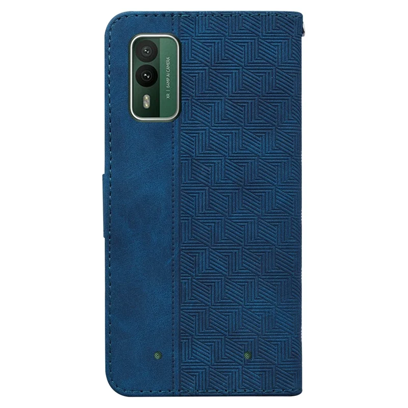 For Nokia XR21 Geometry Imprinted Foldable Stand Shell PU Leather Wallet Phone Cover - Blue