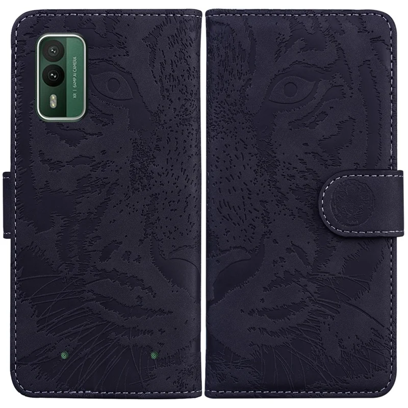 Tijgerprint hoes voor Nokia XR21 Stootvaste PU Leather Wallet Stand Telefoonbeschermer - Zwart