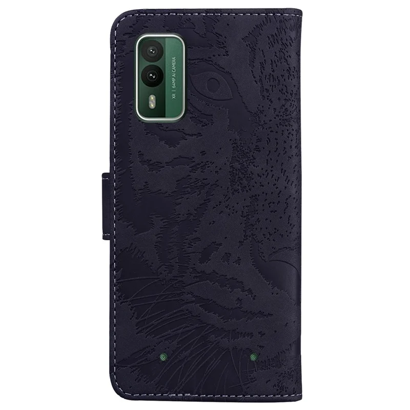 Tijgerprint hoes voor Nokia XR21 Stootvaste PU Leather Wallet Stand Telefoonbeschermer - Zwart