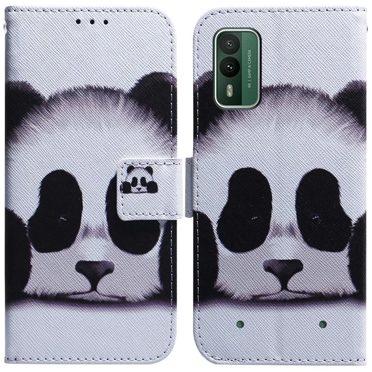For Nokia XR21 PU Leather Stand Cover Pattern Printing Wallet Flip Phone Case - Panda