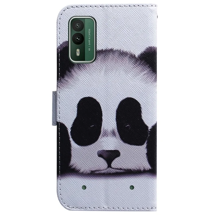 For Nokia XR21 PU Leather Stand Cover Pattern Printing Wallet Flip Phone Case - Panda