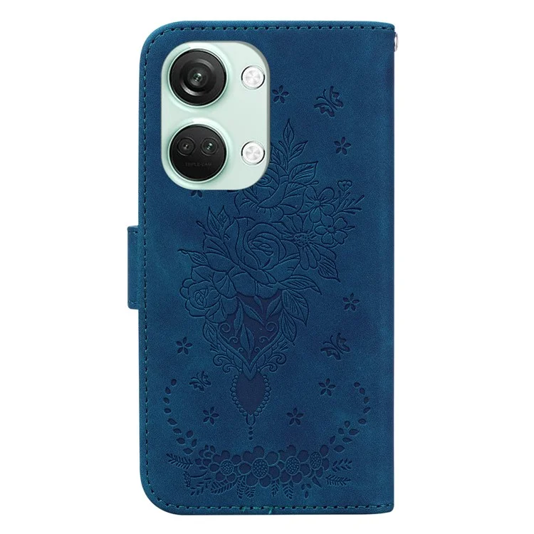 For OnePlus Nord 3 5G / Ace 2V PU Leather+TPU Wallet Stand Case Double 8-Shape Imprint Phone Cover - Blue