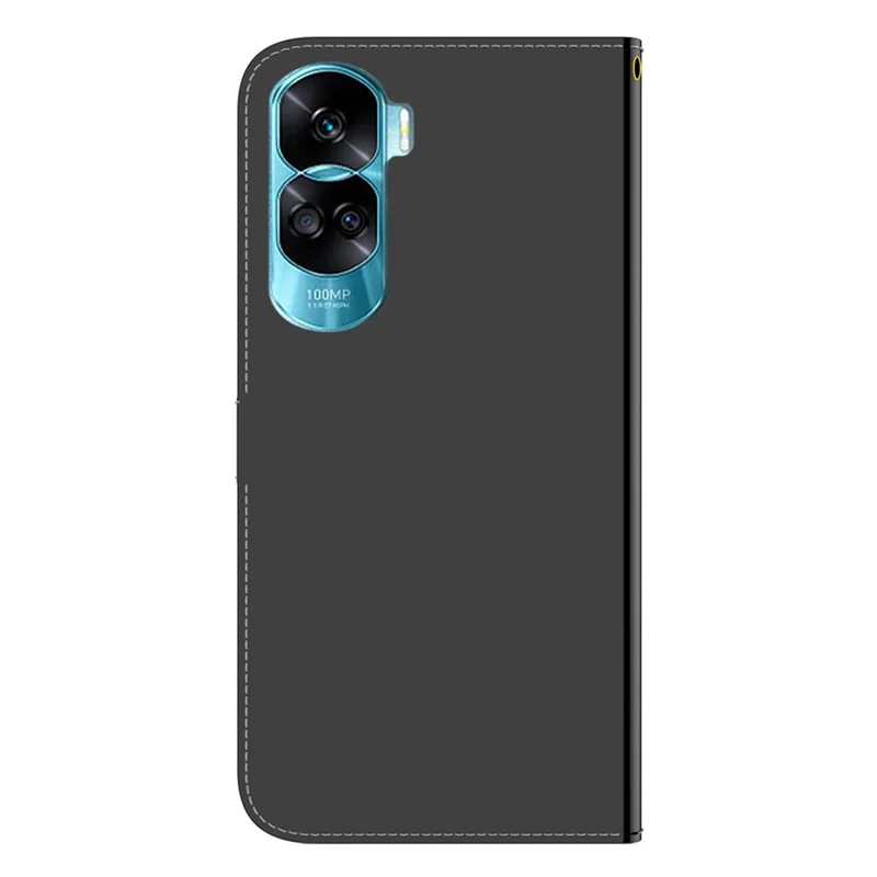 For Honor 90 Lite 5G / X50i 5G Mirror-Like Surface PU Leather Cover Anti-drop Wallet Stand Phone Case - Black