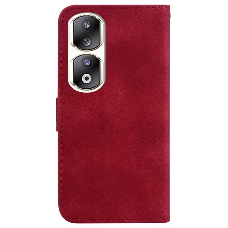 For Honor 90 Pro PU Leather Stand Cover 7-Shape Imprinted Flip Wallet Phone Case - Red