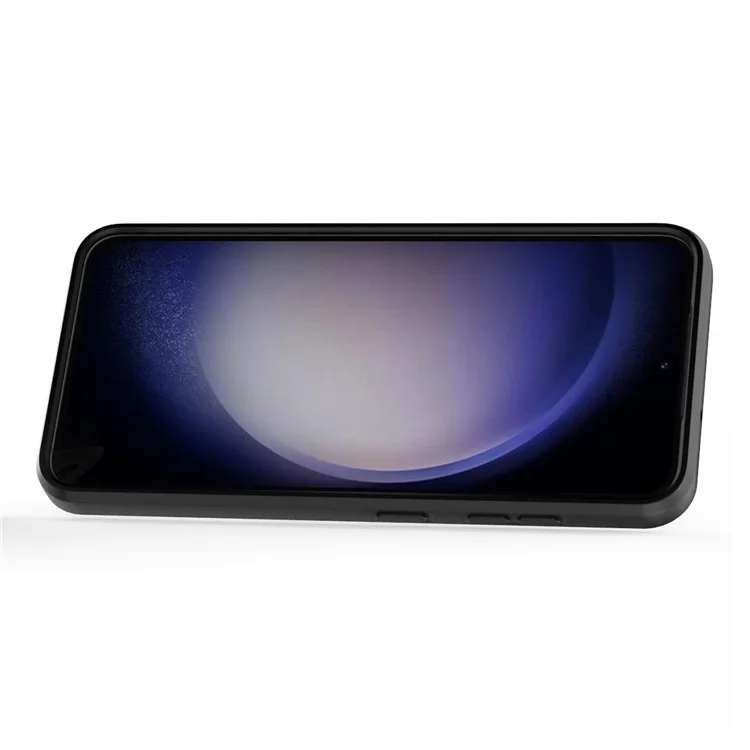 Pour Samsung Galaxy S23 Drop Resistant PC+TPU Phone Case Slide Lens Protection Kickstand Cover - Noir