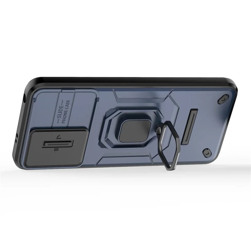 Capa de Celular para Xiaomi Poco X5 5G / Redmi Note 12 5G (China) / (Índia) / (Global), Capa de PC+TPU com Suporte e Tampa Deslizante para Câmera - Azul