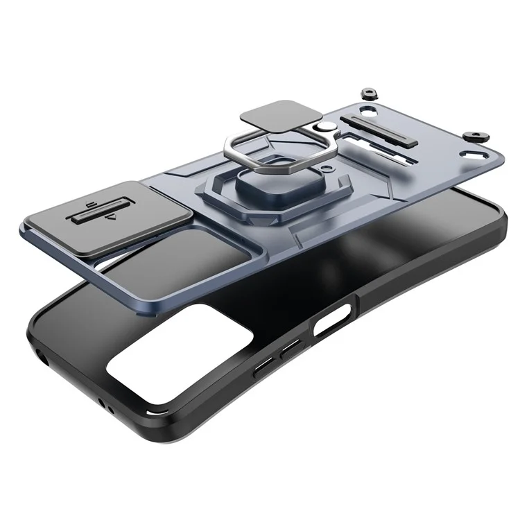 Kickstand Phone Case for Xiaomi Redmi Note 12 Pro 5G / Note 12 Pro Speed 5G , PC+TPU Slide Camera Protection Cover - Black