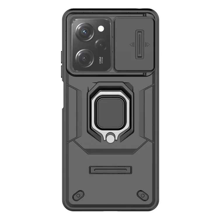 Kickstand Phone Case for Xiaomi Redmi Note 12 Pro 5G / Note 12 Pro Speed 5G , PC+TPU Slide Camera Protection Cover - Black