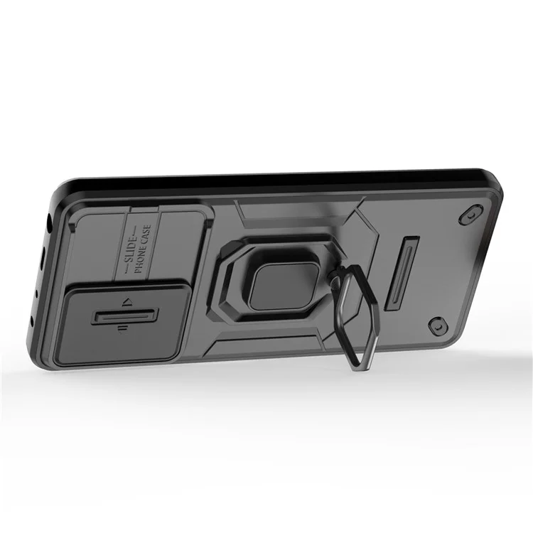 Kickstand Phone Case for Xiaomi Redmi Note 12 Pro 5G / Note 12 Pro Speed 5G , PC+TPU Slide Camera Protection Cover - Black