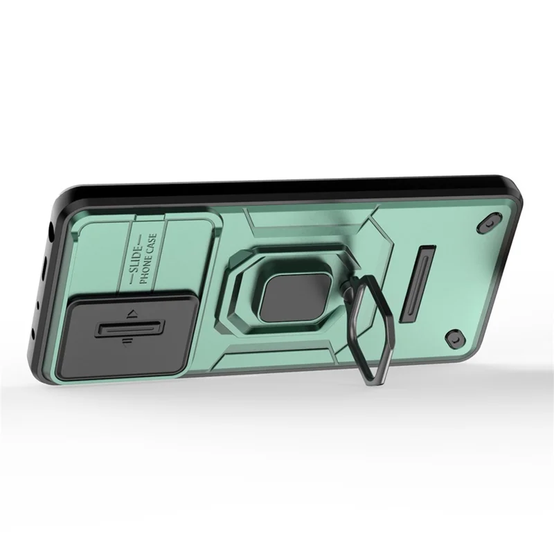 Kickstand Phone Case for Xiaomi Redmi Note 12 Pro 5G / Note 12 Pro Speed 5G , PC+TPU Slide Camera Protection Cover - Green