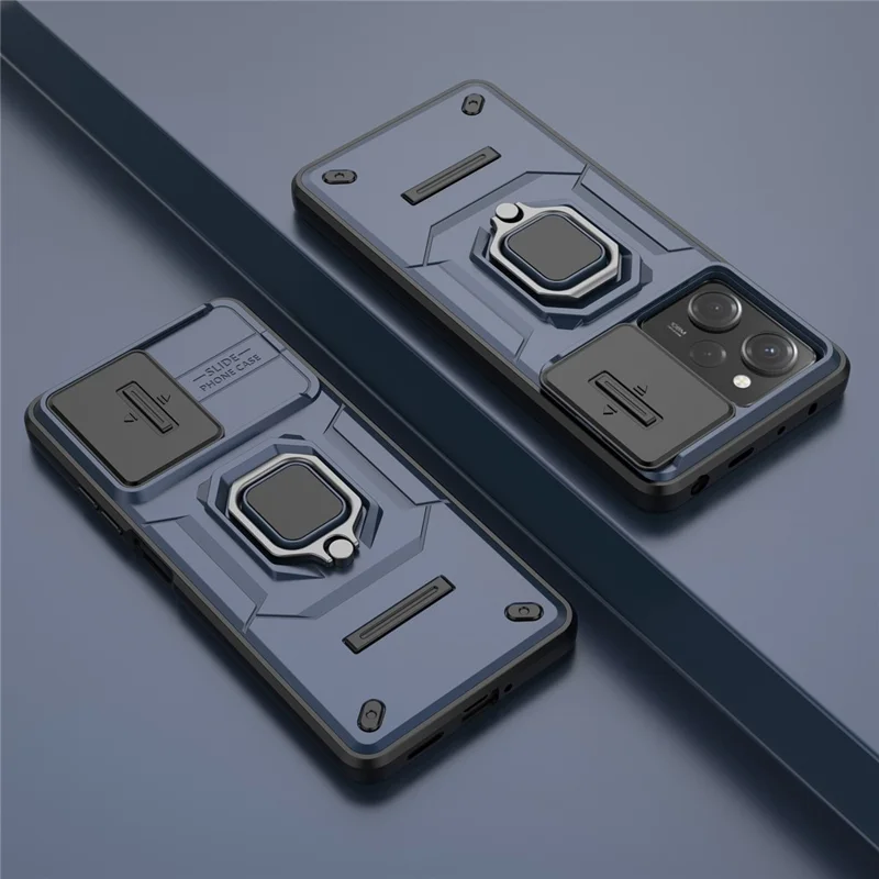 Kickstand Phone Case for Xiaomi Redmi Note 12 Pro 5G / Note 12 Pro Speed 5G , PC+TPU Slide Camera Protection Cover - Blue