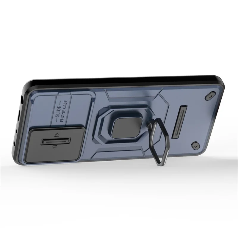 Kickstand Phone Case for Xiaomi Redmi Note 12 Pro 5G / Note 12 Pro Speed 5G , PC+TPU Slide Camera Protection Cover - Blue