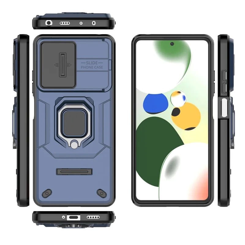 Kickstand Phone Case for Xiaomi Redmi Note 12 Pro 5G / Note 12 Pro Speed 5G , PC+TPU Slide Camera Protection Cover - Blue