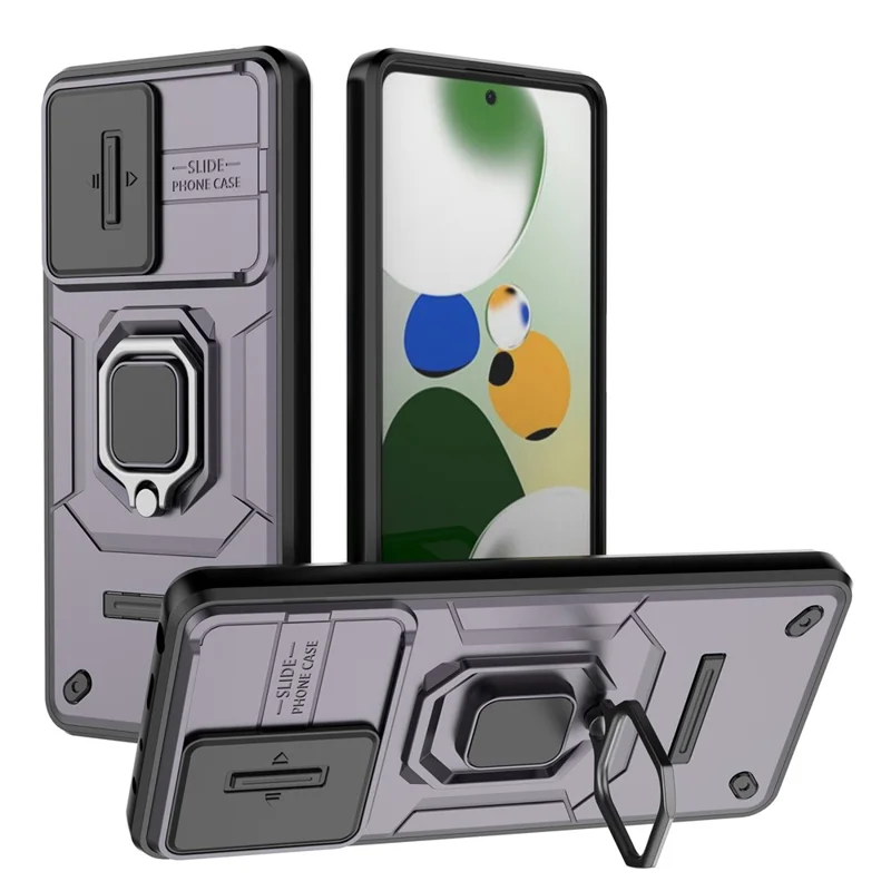 Kickstand Phone Case for Xiaomi Redmi Note 12 Pro 5G / Note 12 Pro Speed 5G , PC+TPU Slide Camera Protection Cover - Purple