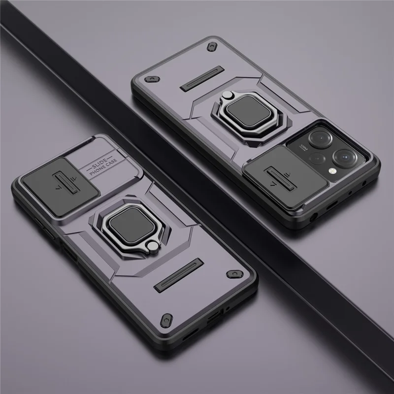 Kickstand Phone Case for Xiaomi Redmi Note 12 Pro 5G / Note 12 Pro Speed 5G , PC+TPU Slide Camera Protection Cover - Purple