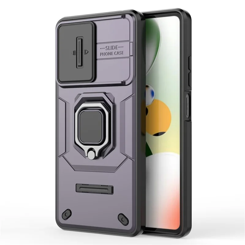 Kickstand Phone Case for Xiaomi Redmi Note 12 Pro 5G / Note 12 Pro Speed 5G , PC+TPU Slide Camera Protection Cover - Purple