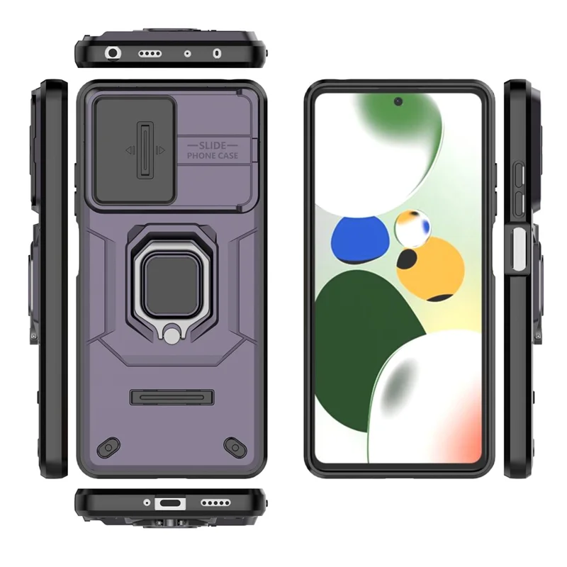 Kickstand Phone Case for Xiaomi Redmi Note 12 Pro 5G / Note 12 Pro Speed 5G , PC+TPU Slide Camera Protection Cover - Purple