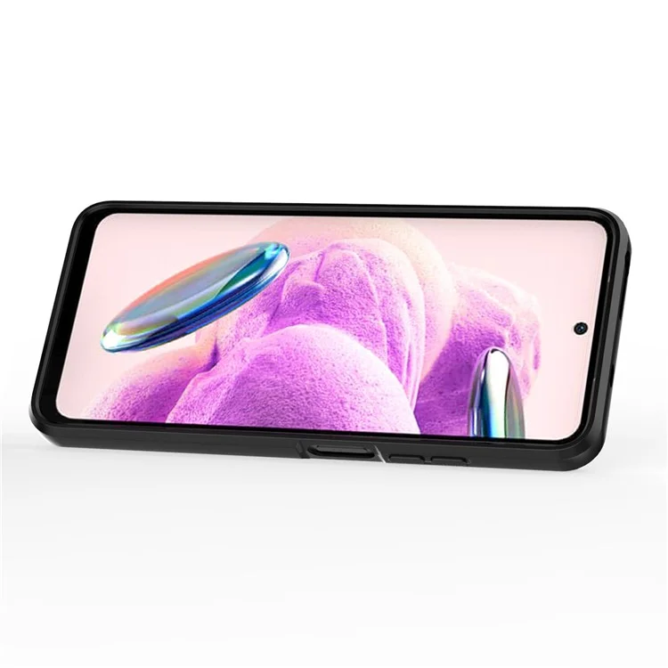 PC+TPU Shell for Xiaomi Redmi Note 12S 4G , Slide Lens Protection Phone Case Back Guard Cover with Kickstand - Black