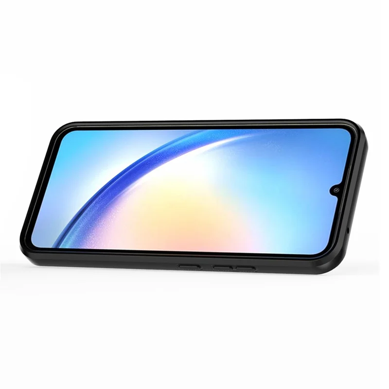 PC+TPU Back Shell for Samsung Galaxy A34 5G , Phone Case Slide Lens Protection Bump Proof Kickstand Cover - Black