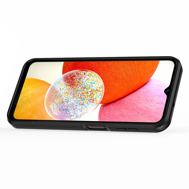 Back Shell for Samsung Galaxy A14 5G / A14 4G PC+TPU Phone Case Slide Lens Protection Kickstand Cover - Purple