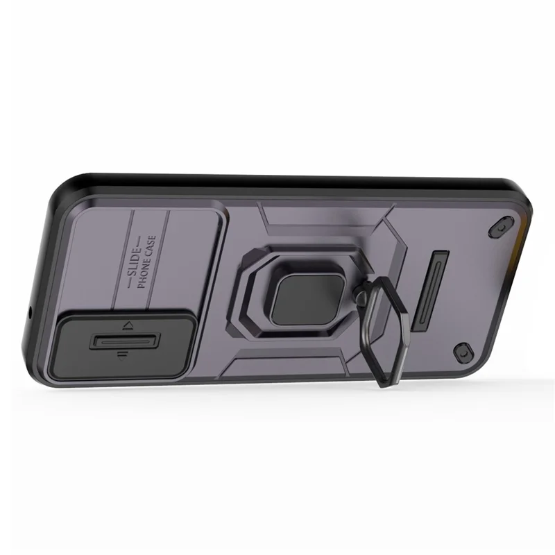 Back Shell for Samsung Galaxy A14 5G / A14 4G PC+TPU Phone Case Slide Lens Protection Kickstand Cover - Purple