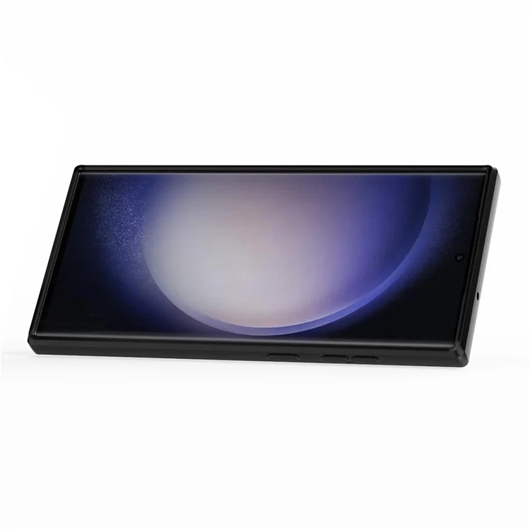 Для Samsung Galaxy S23 Ultra PC+TPU Защитный чехол для телефона со слайд-защитой объектива и подставкой - Черный