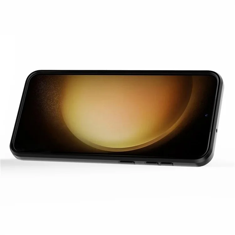 Für Samsung Galaxy S23+ Slide Lens Protection PC+TPU Handyhülle Schutzhülle mit Ständer - Schwarz
