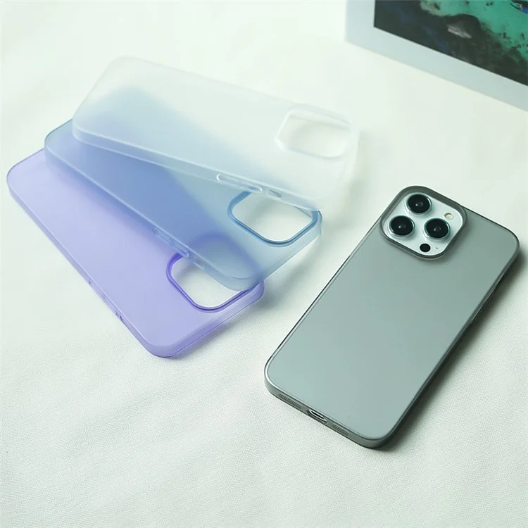 Pour iPhone 14 Pro Max Translucent Matte Phone Cover Anti-Fingerprint Ultra-Thin PC Smartphone Case Shell - Blanc