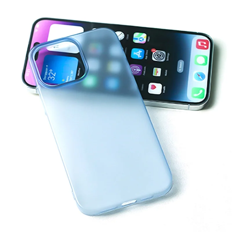 For iPhone 14 Pro Max Translucent Matte Phone Cover Anti-Fingerprint Ultra-Thin PC Smartphone Case Shell - Blue