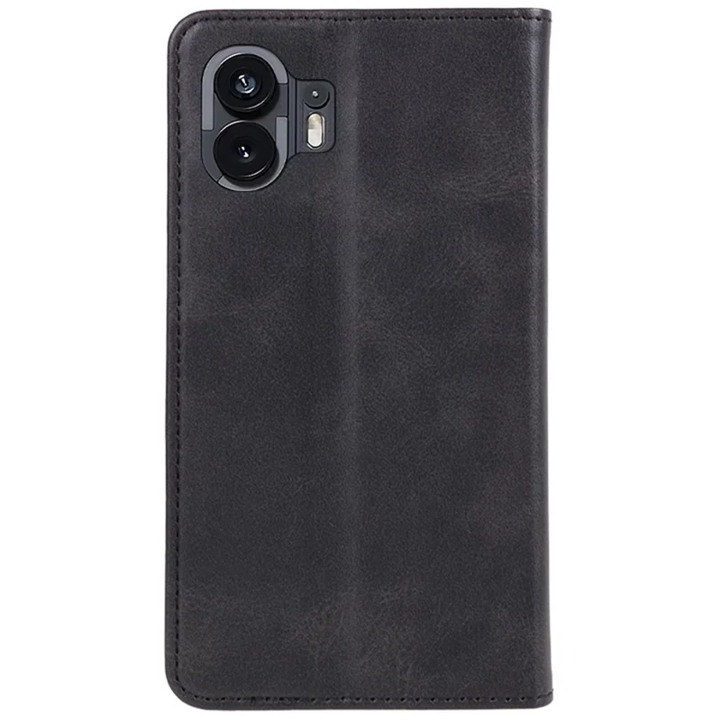 PU Leather Calf Texture Phone Case for Nothing Phone (2) , Stand Wallet Protective Cover - Black