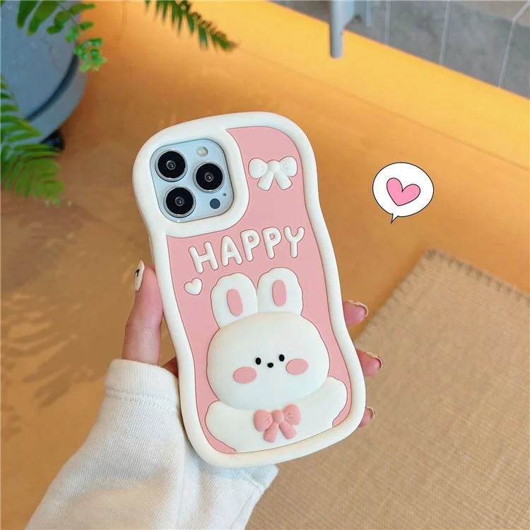 Für iPhone 14 Pro Soft Silikon Handyhülle Stoßfeste Abdeckung Stoßfeste Handy-Schale mit Hasen-Dekor