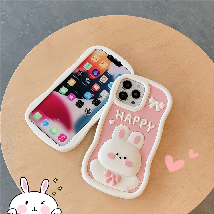 Für iPhone 14 Pro Soft Silikon Handyhülle Stoßfeste Abdeckung Stoßfeste Handy-Schale mit Hasen-Dekor