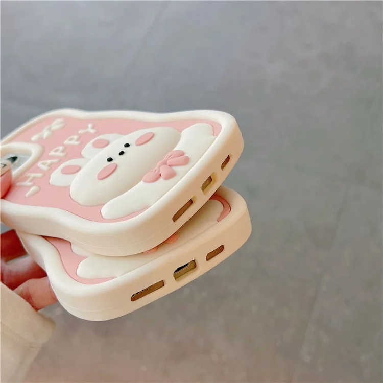 Für iPhone 14 Pro Soft Silikon Handyhülle Stoßfeste Abdeckung Stoßfeste Handy-Schale mit Hasen-Dekor