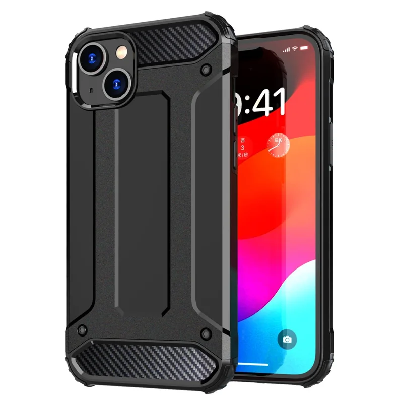 Protective Phone Case for iPhone 15 Plus , PC+TPU Dual Layer Shock Absorption Cover - Grey