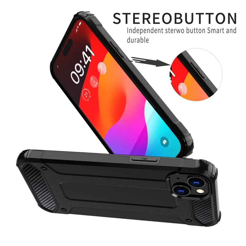 For iPhone 15 PC+TPU Phone Case Shockproof Protective Cover - Black