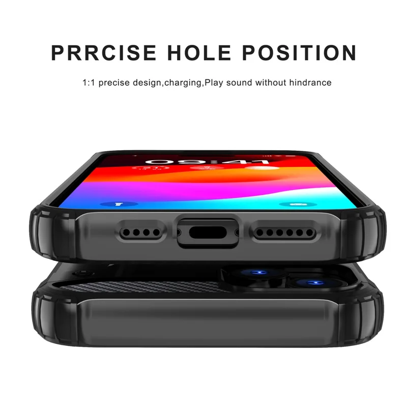 For iPhone 15 PC+TPU Phone Case Shockproof Protective Cover - Black