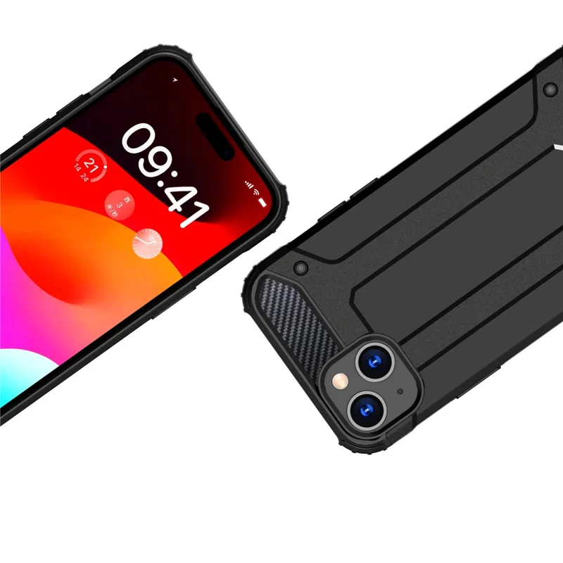 For iPhone 15 PC+TPU Phone Case Shockproof Protective Cover - Black