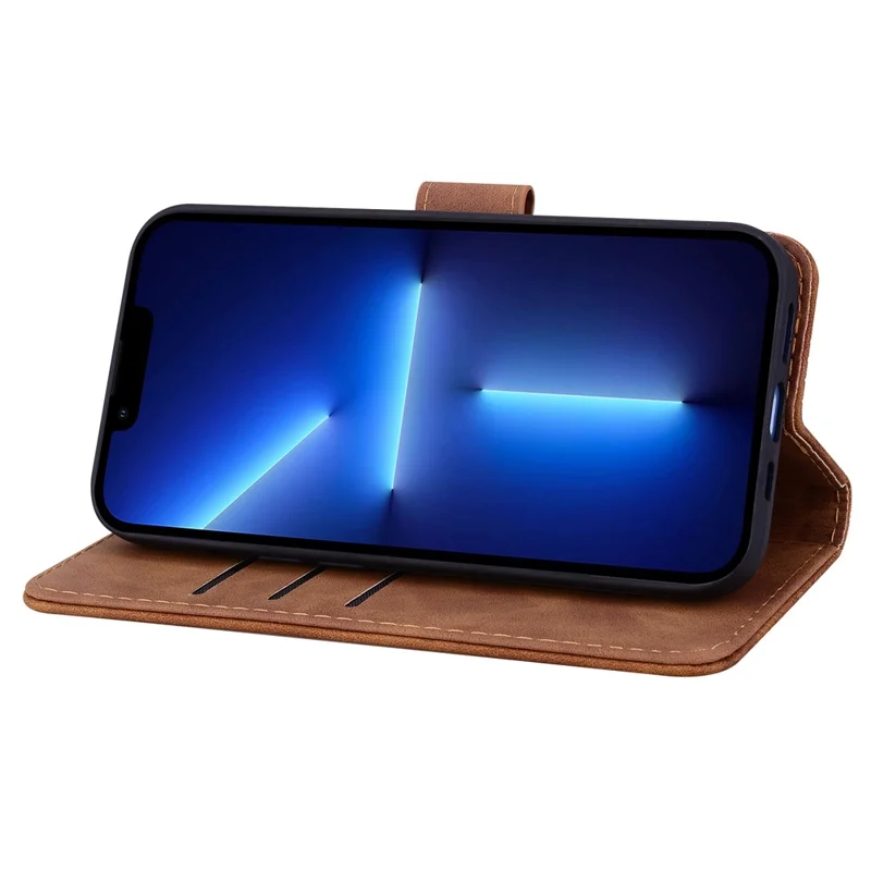 Für iPhone 15 Pro Max staubdichte Blumen-Imprint-Handyhülle Kalbleder-Textur Stehen Geldbörse Lederhülle - Braun