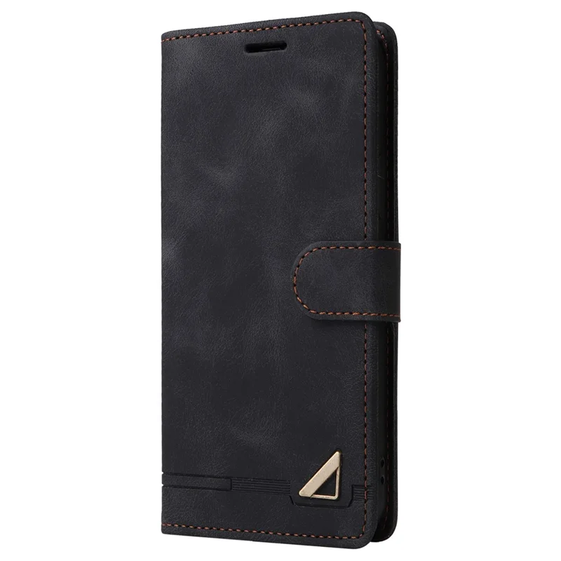 007 Series For iPhone 15 Pro Anti-Scratch PU Leather Stand Shell Flip Wallet Skin-touch Phone Case Cover - Black