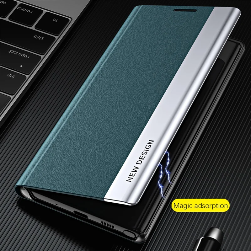 For iPhone 15 Pro Max PU Leather Electroplated Cover Anti-drop Stand Phone Case - Sapphire