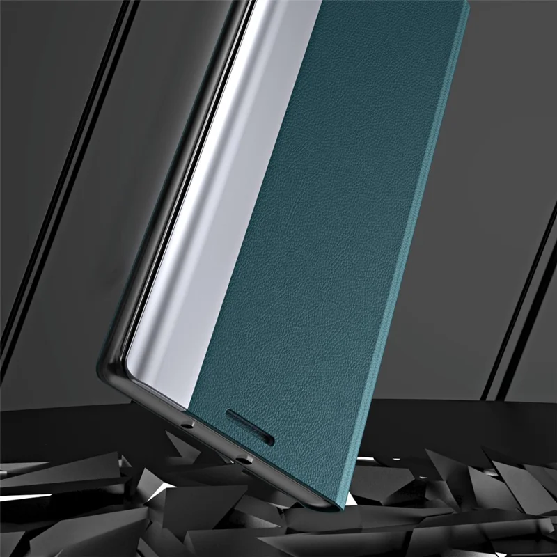 For iPhone 15 Pro Max PU Leather Electroplated Cover Anti-drop Stand Phone Case - Sapphire