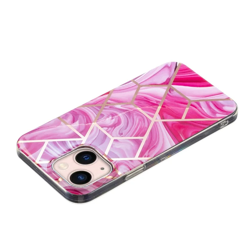 Für iPhone 15 Plus Electroplating Phone Case IMD Muster TPU Phone Back Cover - Marmor / Roter Rhombus