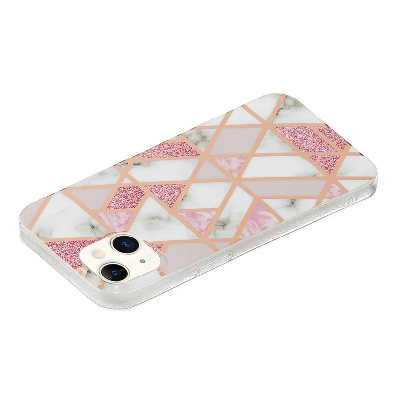IMD Pattern Electroplating TPU Phone Case for iPhone 15 , Anti-scratch Mobile Phone Cover - Electroplated Pink Marble