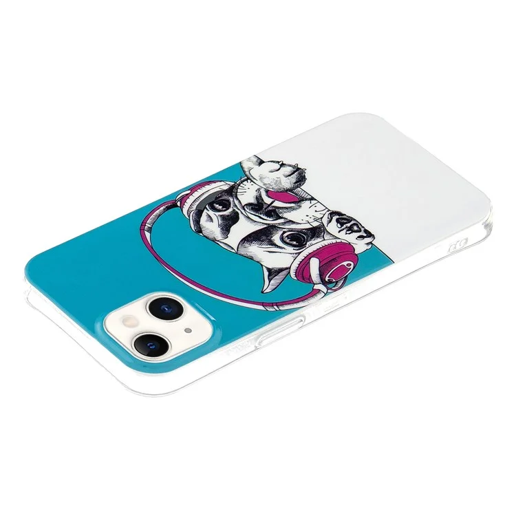 Noctilucent Luminous Pattern Phone Case for iPhone 15 , IMD Soft TPU Anti-scratch Phone Cover - Headphone Dog