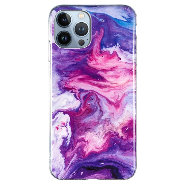 Pour iPhone 15 Pro Marble Pattern TPU Phone Case IMD Process Protective Cover - Red